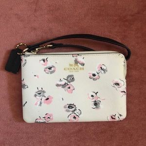 Coach White w/ Pink Floral Wristlet